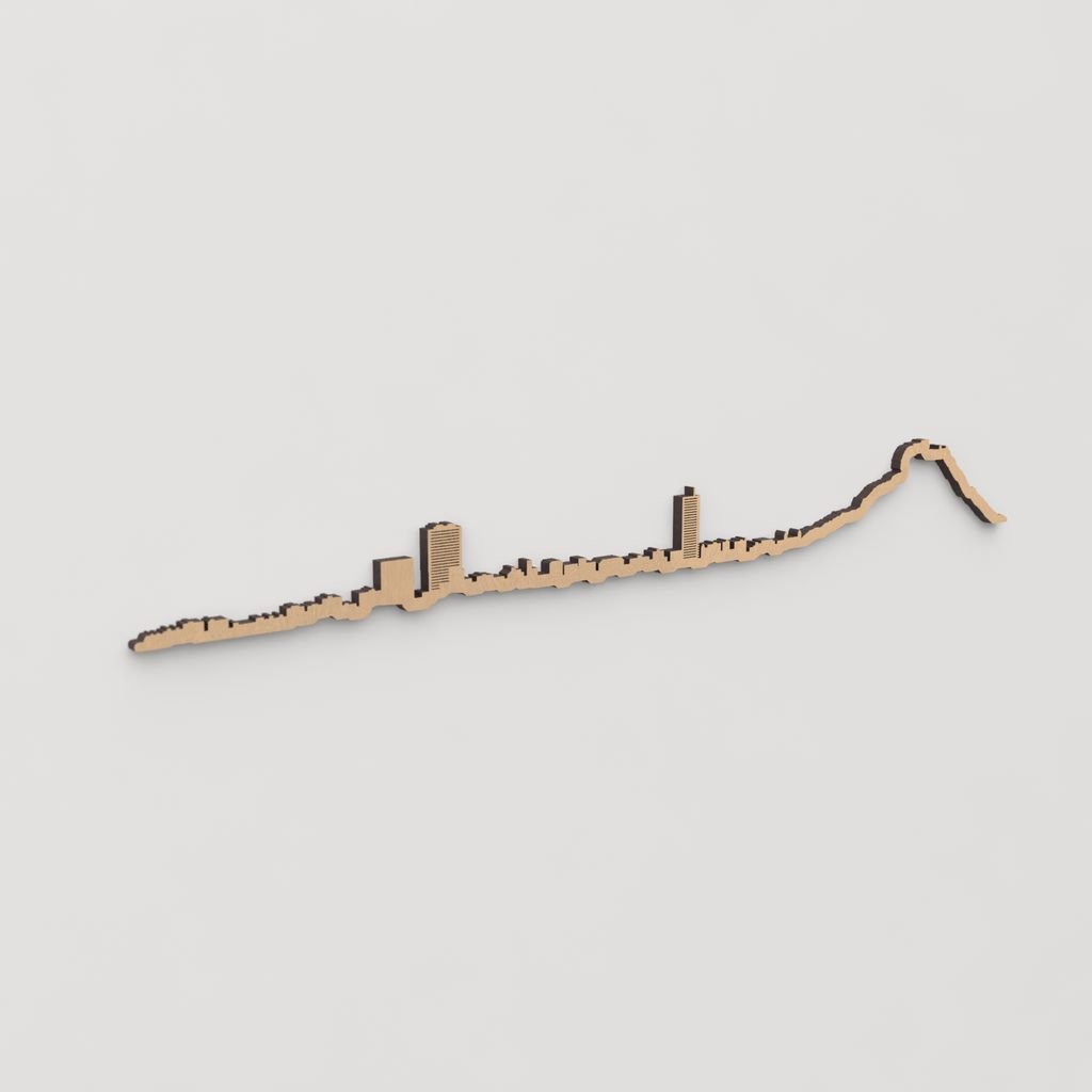 Decoración de pared con la silueta de Alicante, una pieza de artesanía en madera.