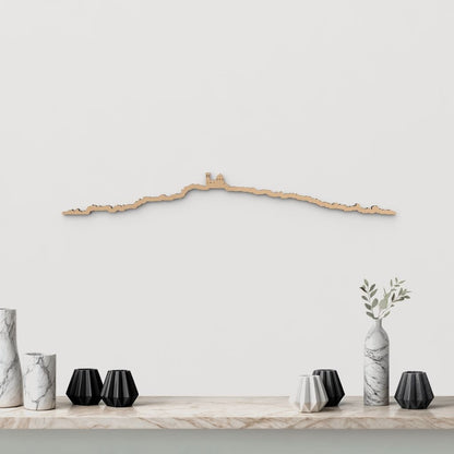 Silueta skyline de Altea en madera color marrón para decoración mural.