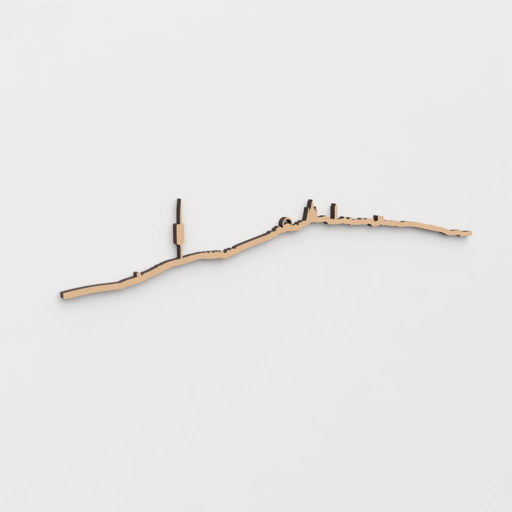 Skyline Barcelona Collserola en madera, decoración de pared elegante y moderna.