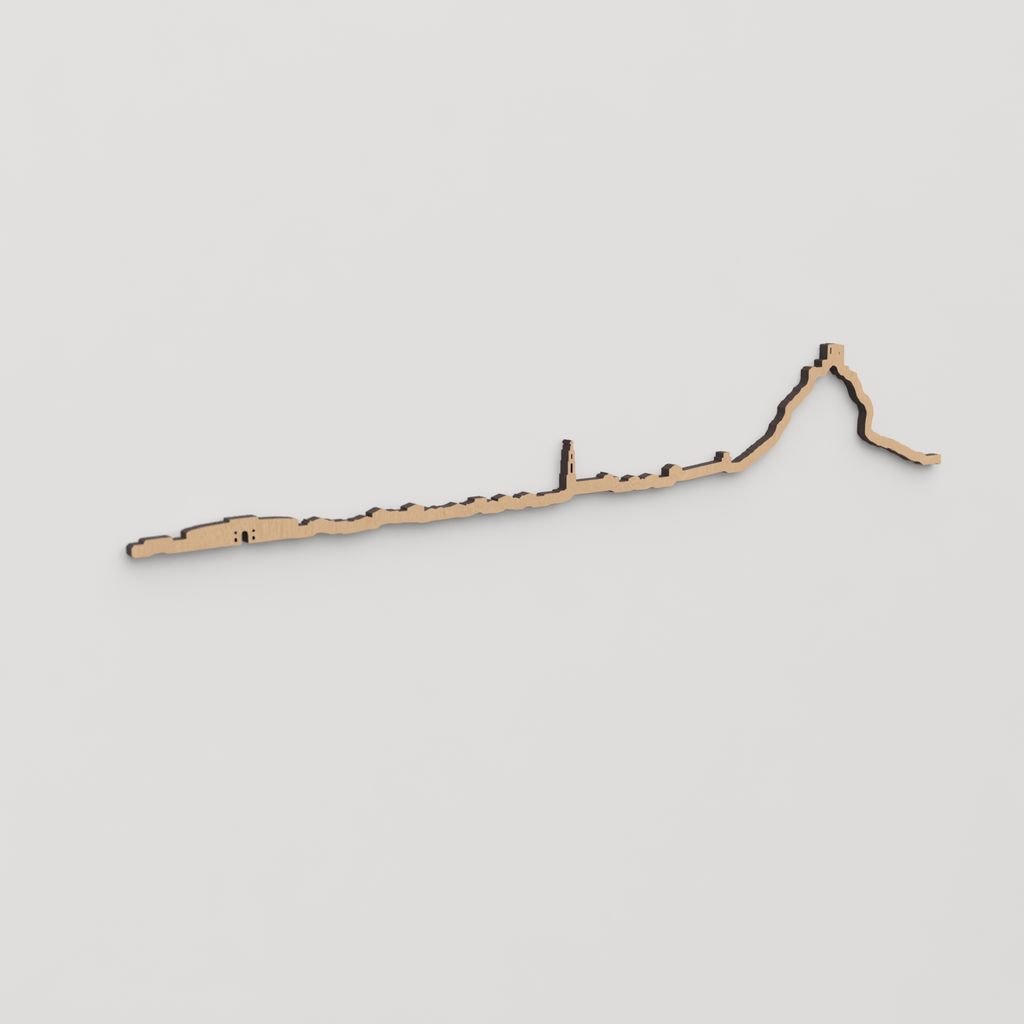 Skyline Belmez en madera, decoración de pared elegante y moderna.