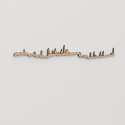 Skyline Bergamo en madera, decoración de pared elegante y moderna.
