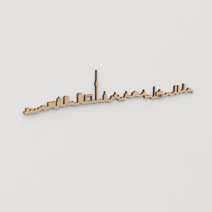 Decoración de pared con la silueta de Berlín, una pieza de artesanía en madera.