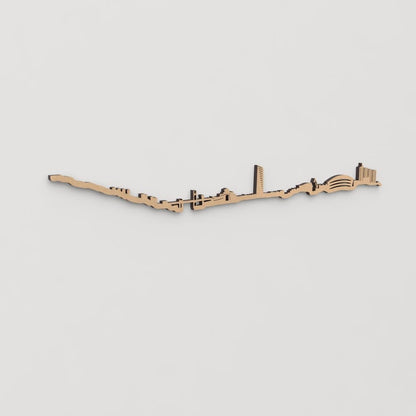 Decoración de pared con la silueta de Bilbao, una pieza de artesanía en madera.