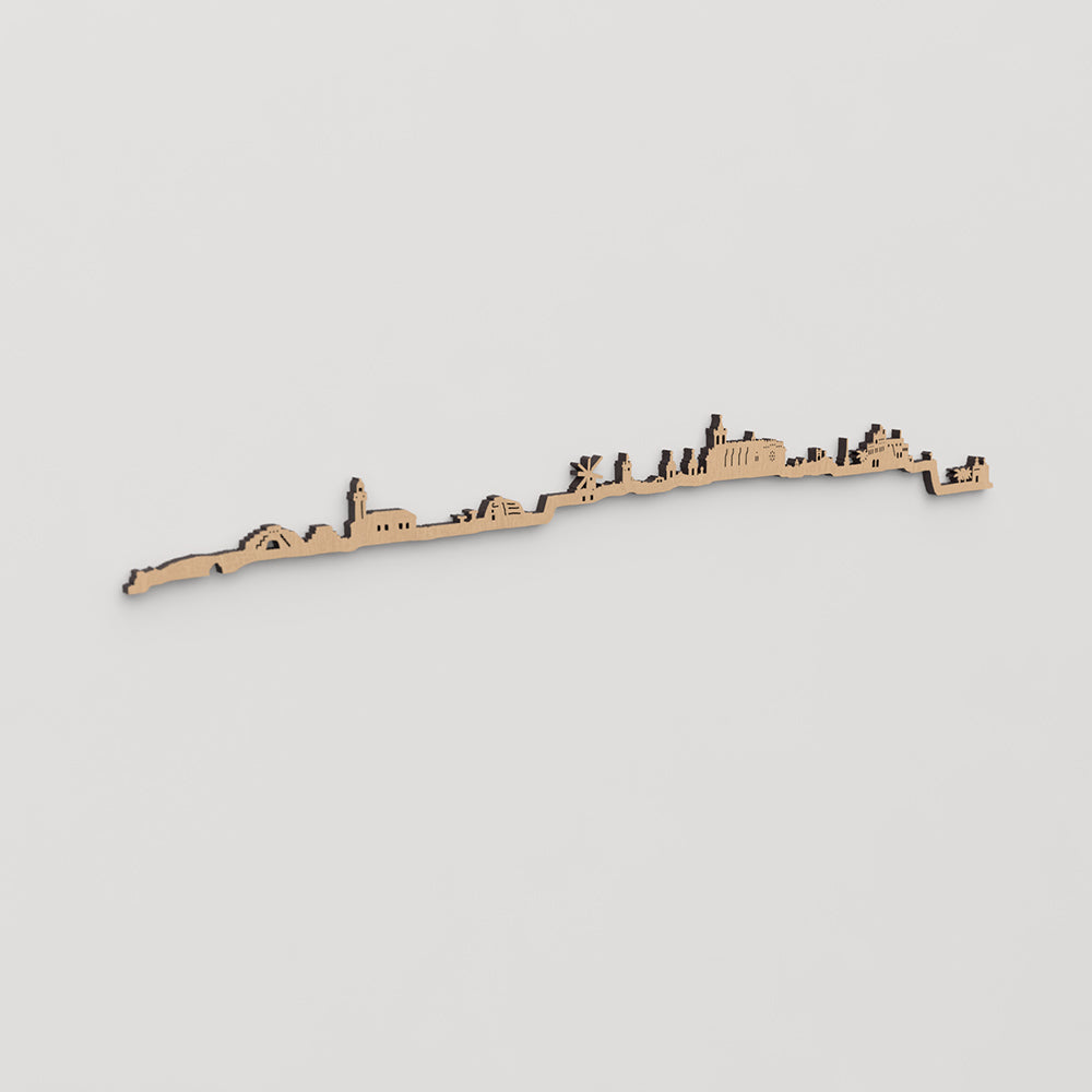 Skyline Ciutadella en madera, decoracion de pared elegante y moderna.