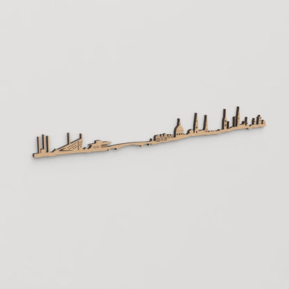 Skyline Copenhague en madera, decoración de pared elegante y moderna.
