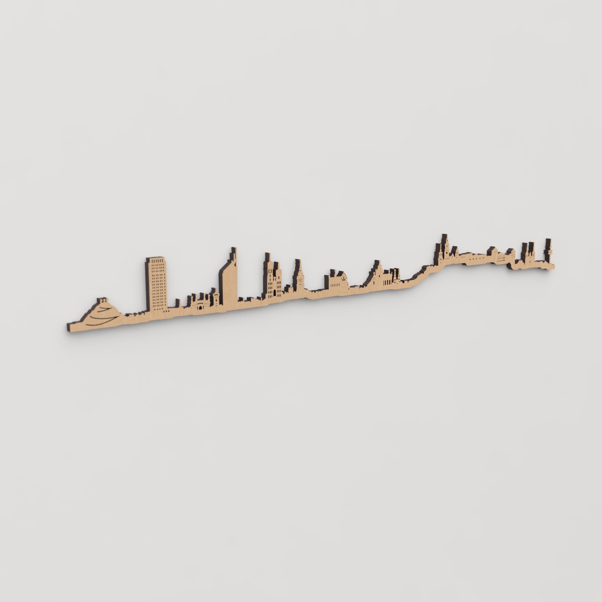 Skyline Cracovia en madera, decoración de pared elegante y moderna.