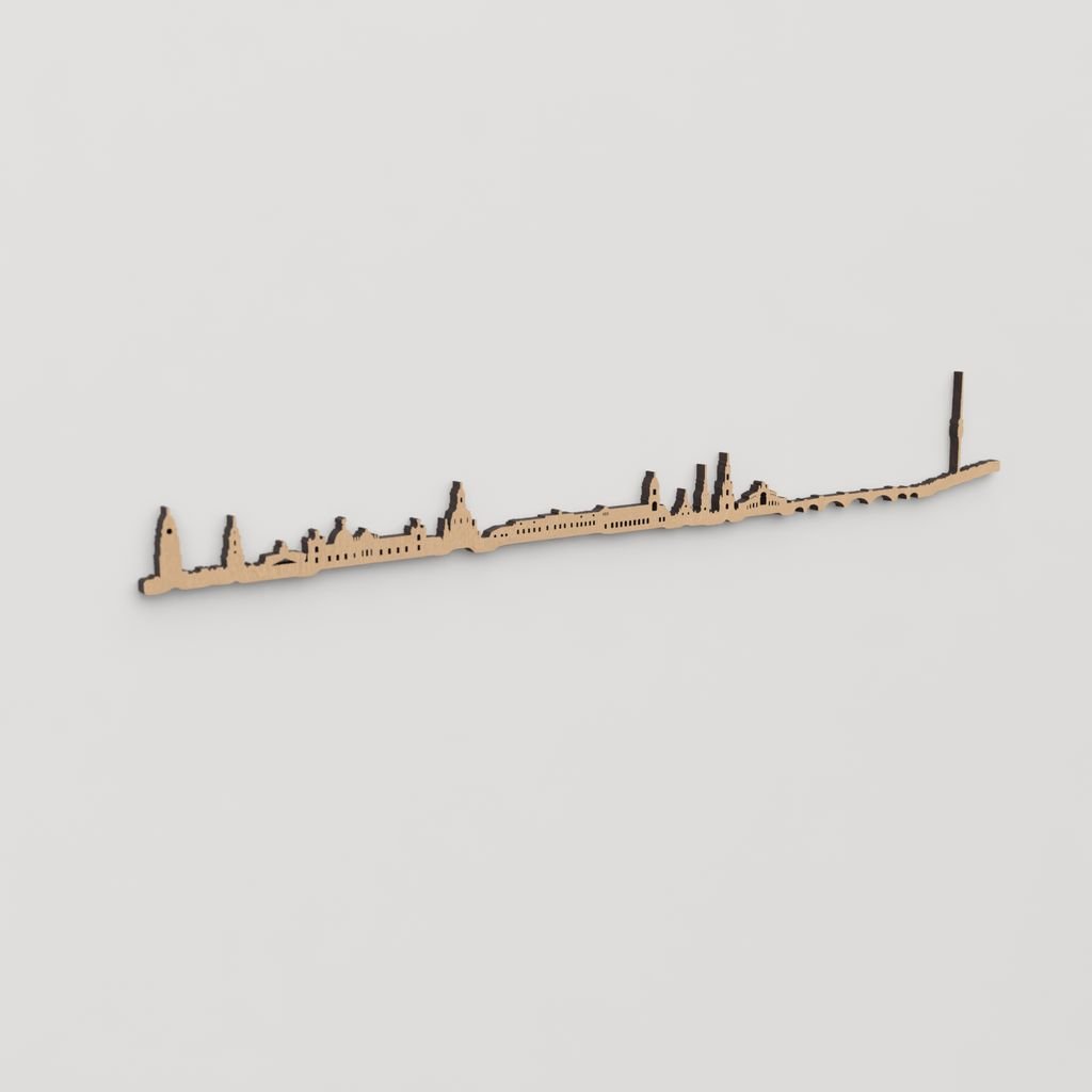 Skyline Dresden en madera, decoración de pared elegante y moderna.