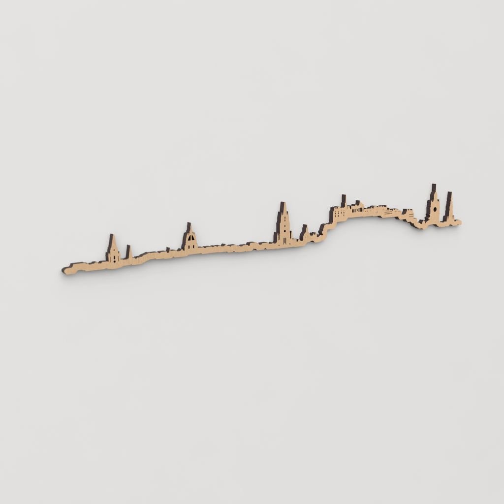 Skyline Edimburgo en madera, decoración de pared elegante y moderna.