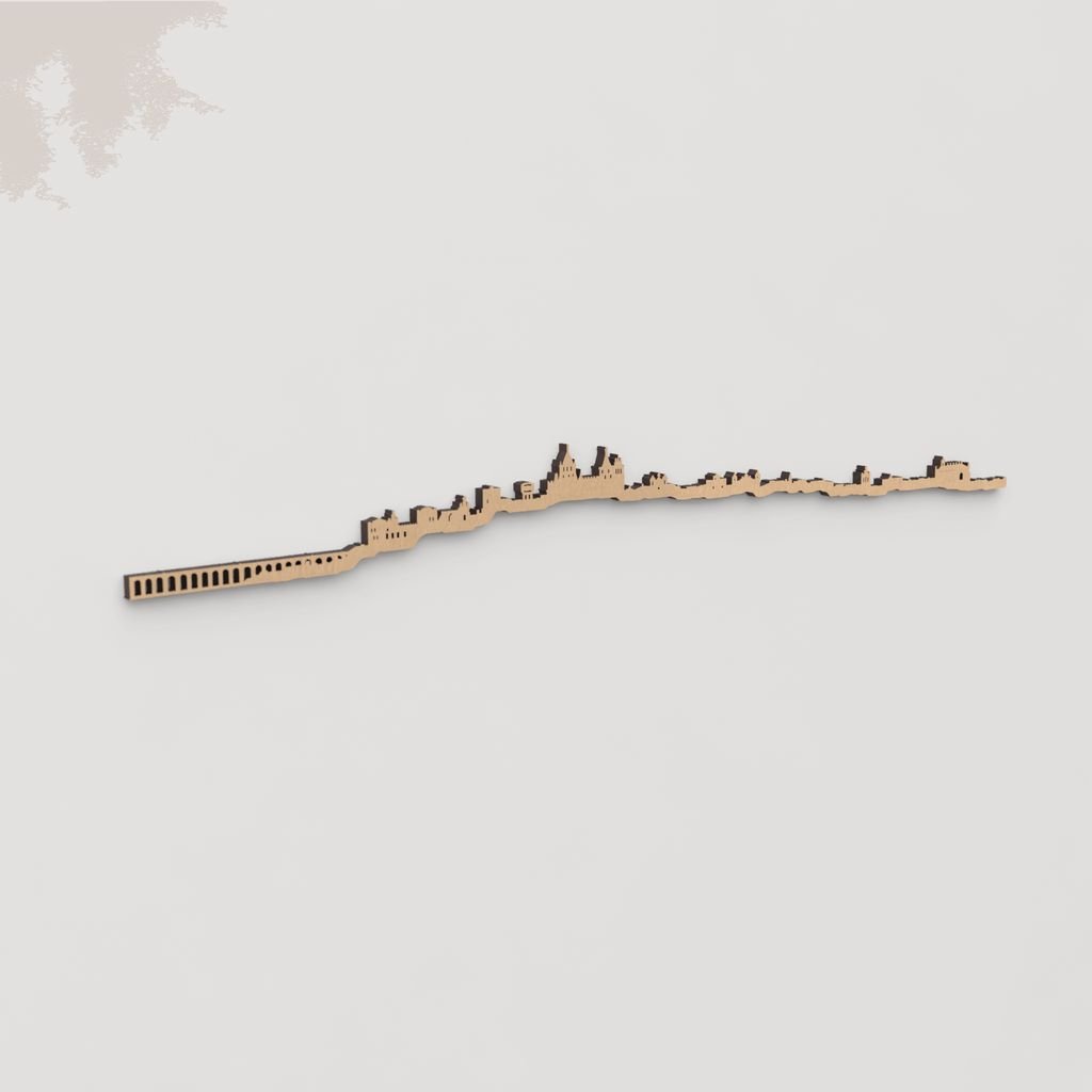 Skyline Évora en madera, decoración de pared elegante y moderna.