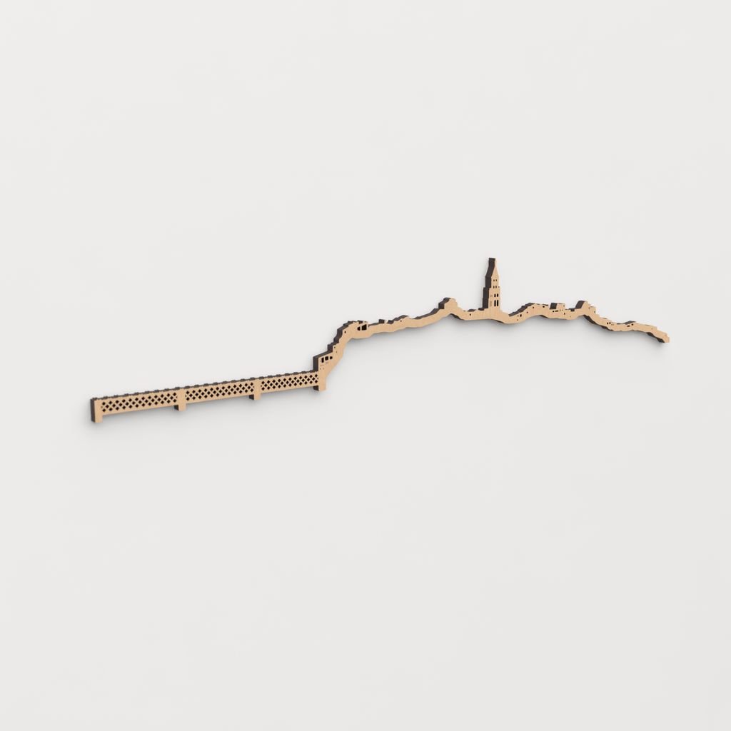 Skyline Fraga en madera, decoración de pared elegante y moderna.