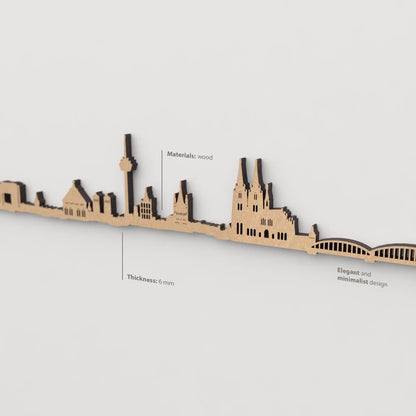 Decoración de pared con la silueta de Köln, una pieza de artesanía en madera.