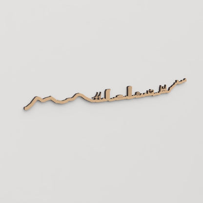 Skyline Las Palmas de Gran Canaria en madera, decoración de pared elegante y moderna.