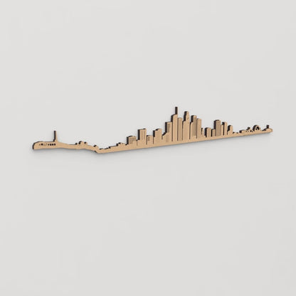 Skyline Los Angeles en madera, decoración de pared elegante y moderna.