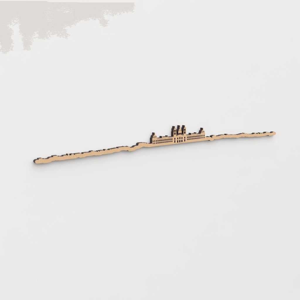 Skyline Mafra en madera, decoración de pared elegante y moderna.