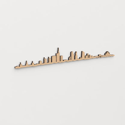 Skyline Milán en madera, decoración de pared elegante y moderna.