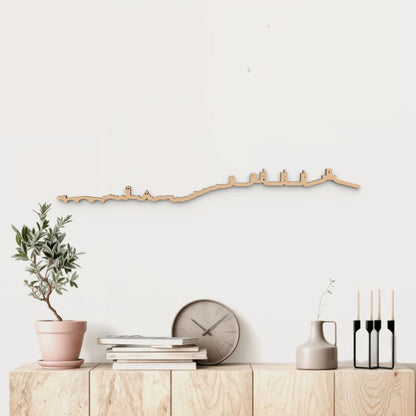 Silueta skyline de Molina de Aragón en madera color marrón para decoración mural.
