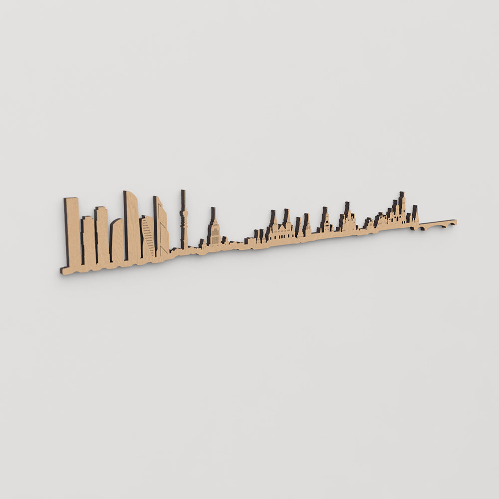 Skyline Moscú en madera, decoración de pared elegante y moderna.