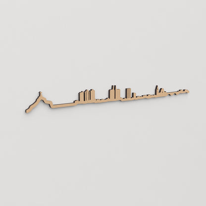 Skyline Murcia en madera, decoración de pared elegante y moderna.