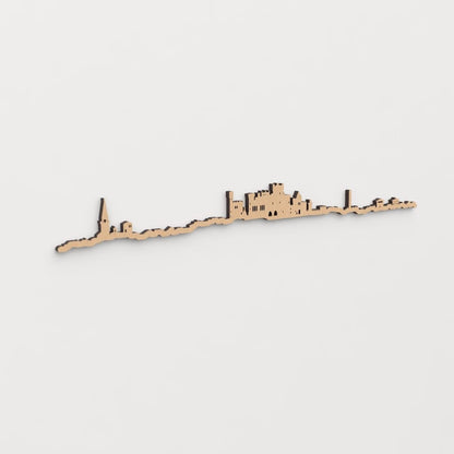 Skyline Olite en madera, decoración de pared elegante y moderna.