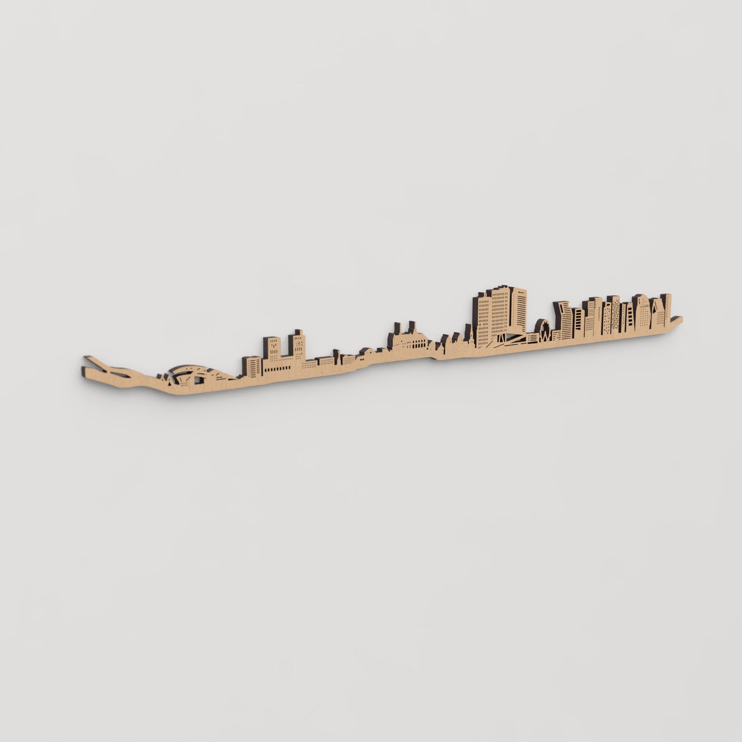 Skyline Oslo en madera, decoración de pared elegante y moderna.