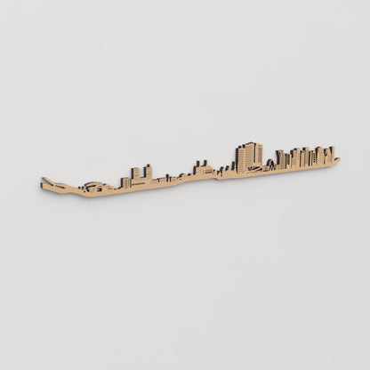 Skyline Oslo en madera, decoración de pared elegante y moderna.