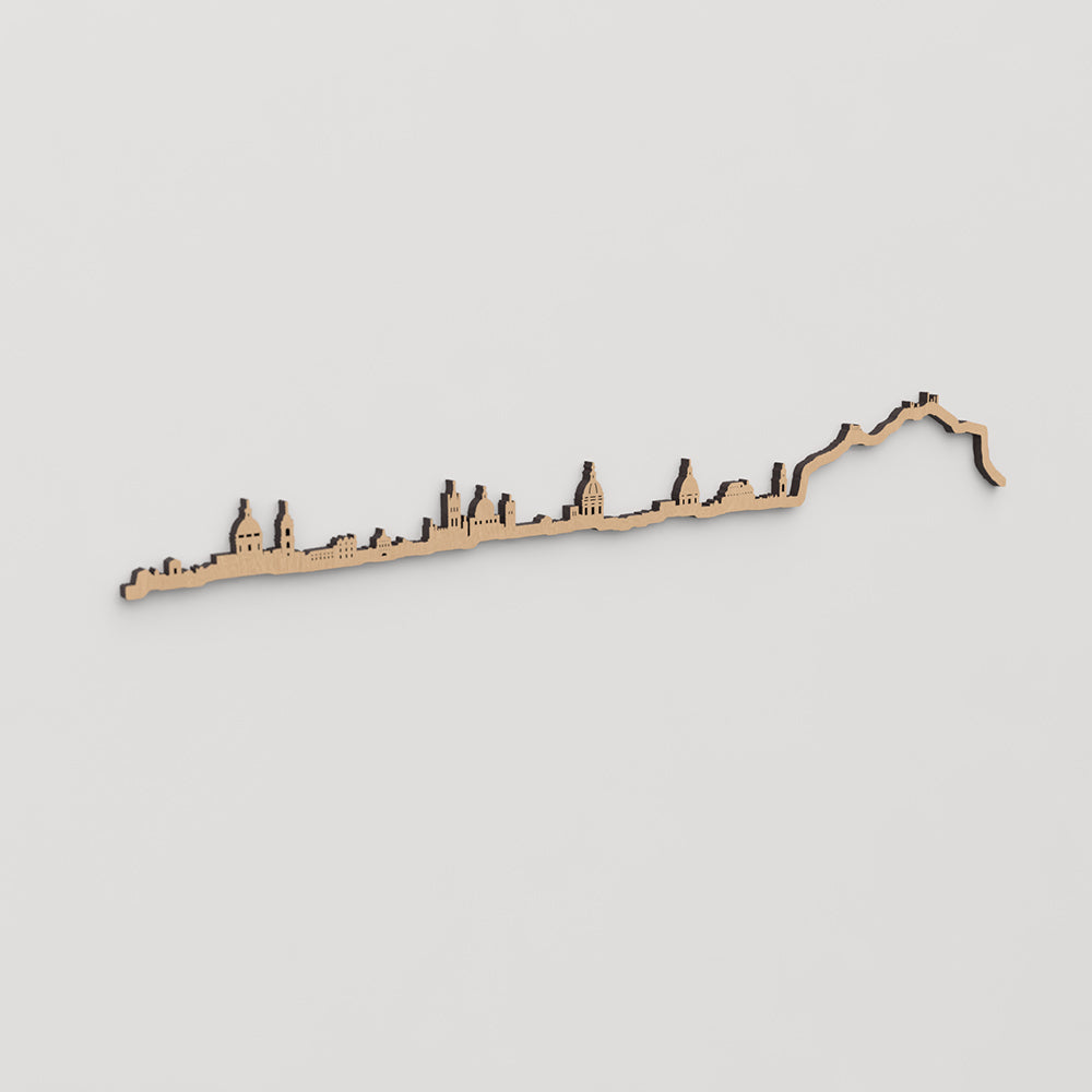 Skyline Palermo en madera, decoración de pared elegante y moderna.