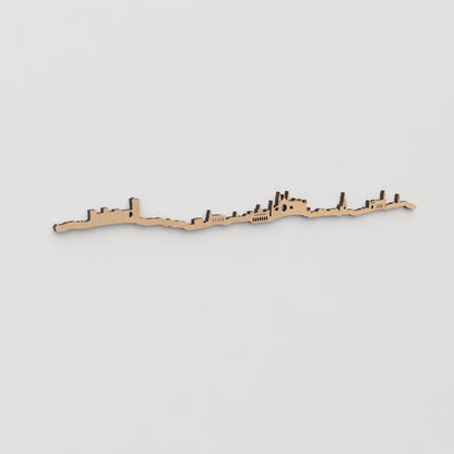 Skyline Palma en madera, decoración de pared elegante y moderna.