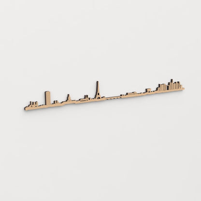 Skyline París en madera, decoración de pared elegante y moderna.