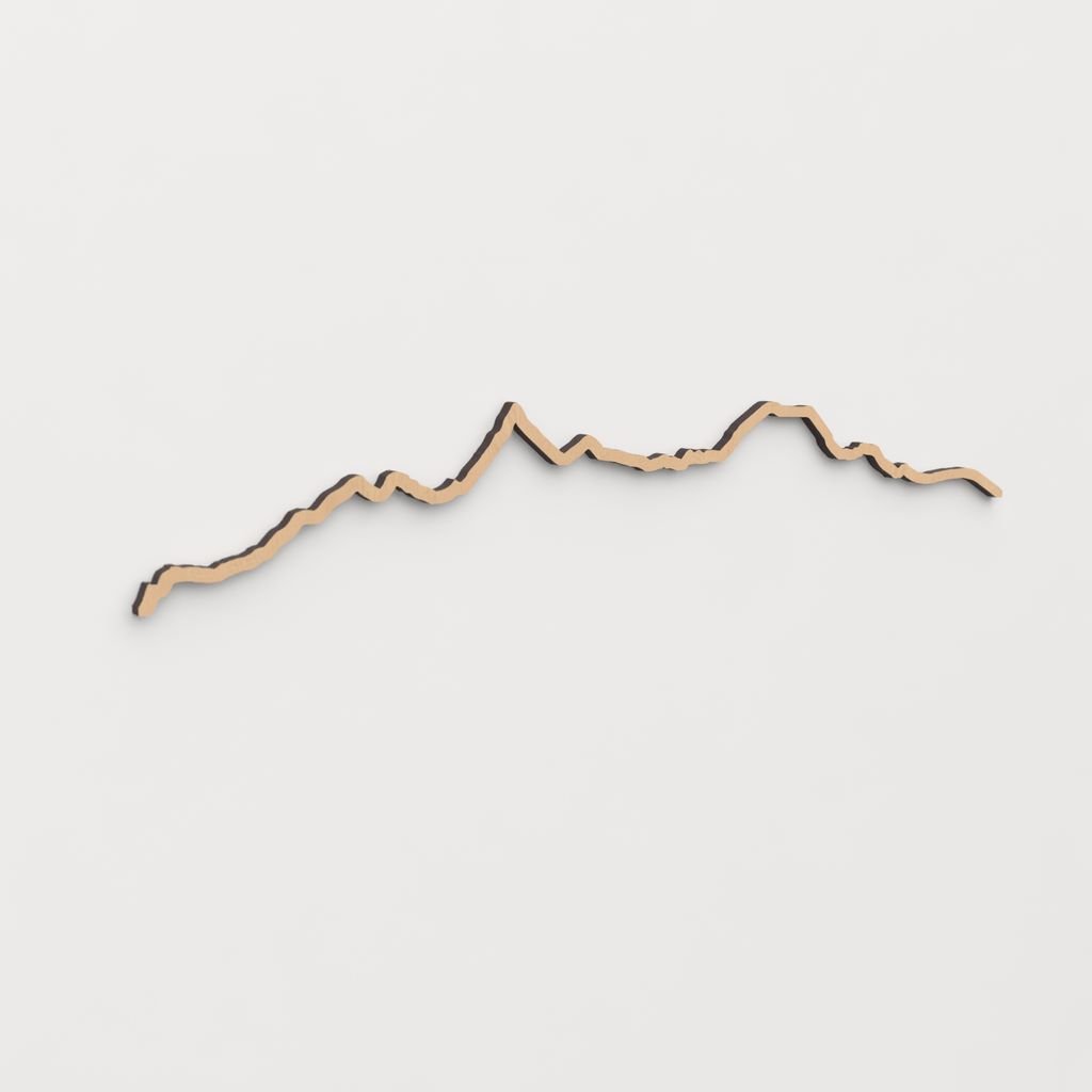 Skyline Pirineos en madera, decoración de pared elegante y moderna.