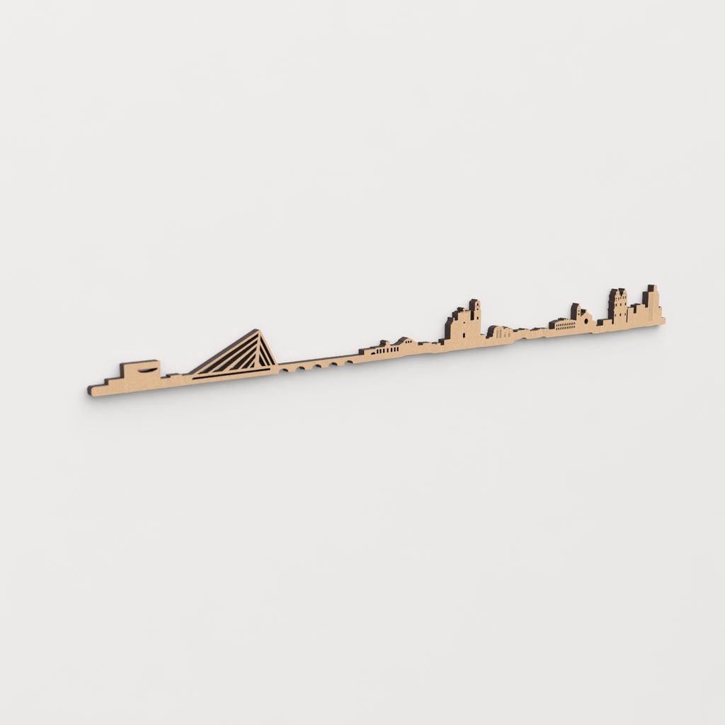 Skyline Pontevedra en madera, decoración de pared elegante y moderna.