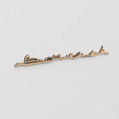 Decoración de pared con la silueta de Roma, una pieza de artesanía en madera.