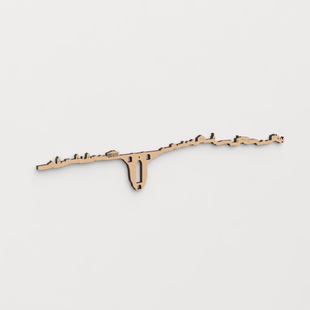 Skyline Ronda en madera, decoración de pared elegante y moderna.