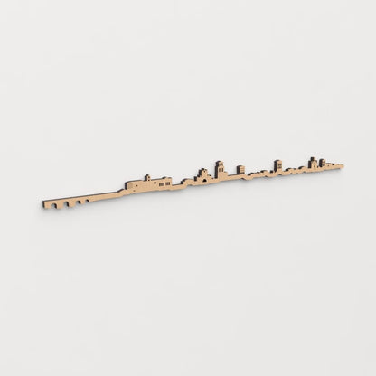 Skyline Sahagún en madera, decoración de pared elegante y moderna.