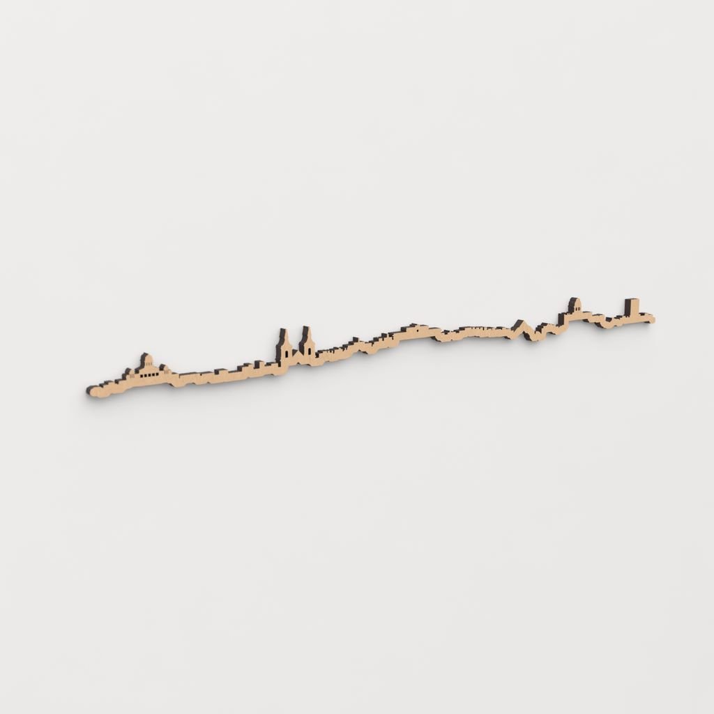 Skyline San Fernando en madera, decoración de pared elegante y moderna.