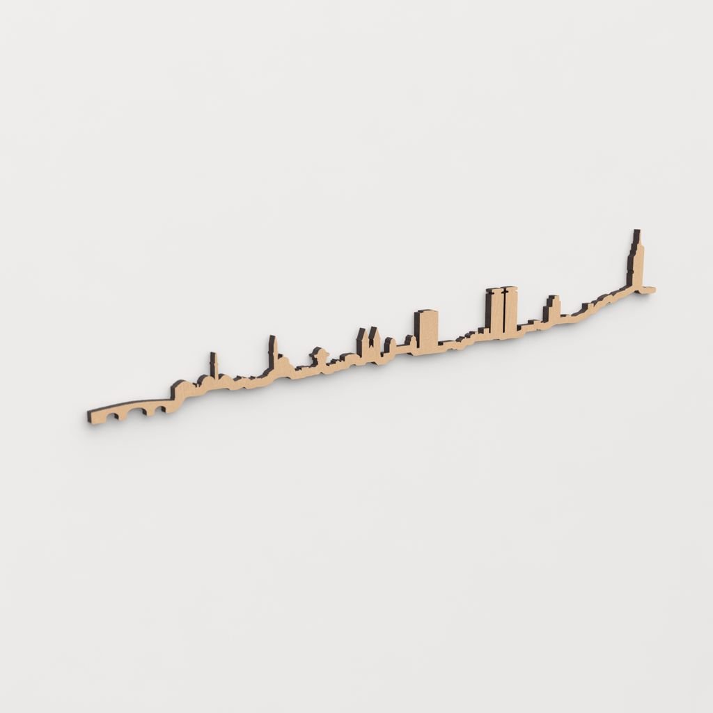 Skyline Sarajevo en madera, decoración de pared elegante y moderna.