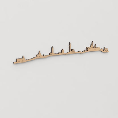 Decoración de pared con la silueta de Siena, una pieza de artesanía en madera.