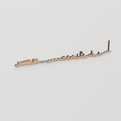 Skyline Stuttgart en madera, decoración de pared elegante y moderna.