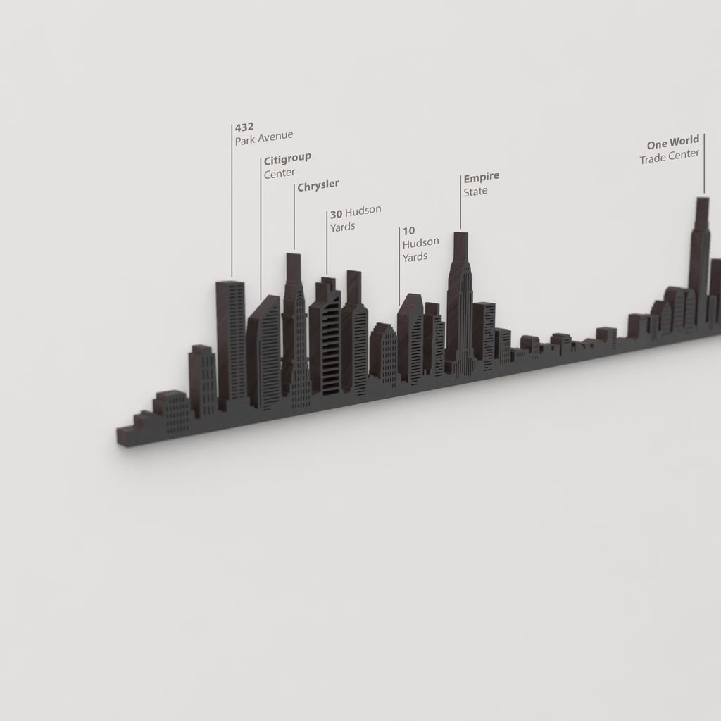 Skyline New York – detalle de 432 Park Avenue en madera negra.