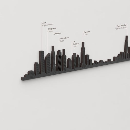 Skyline New York – detalle de 432 Park Avenue en madera negra.