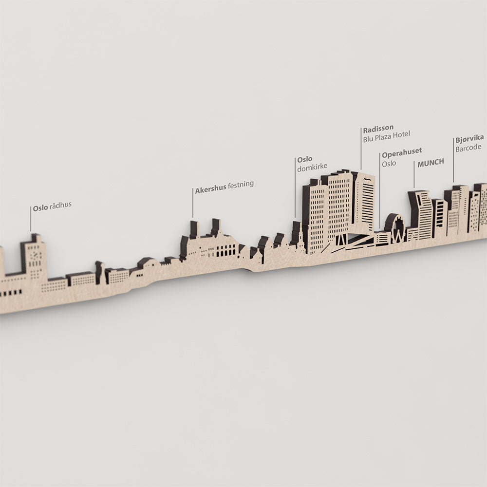 Skyline Oslo – primer plano de Akershus festning en madera natural.