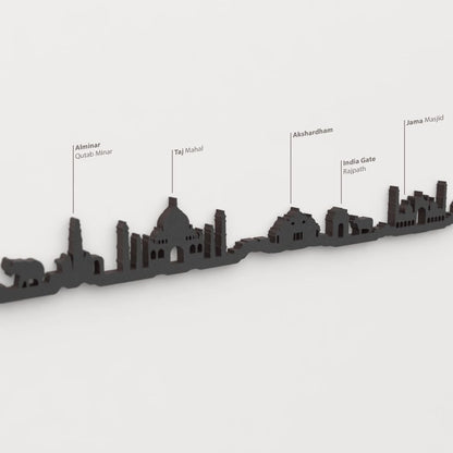 Skyline India – detalle del Alminar Qutab Minar en madera negra.