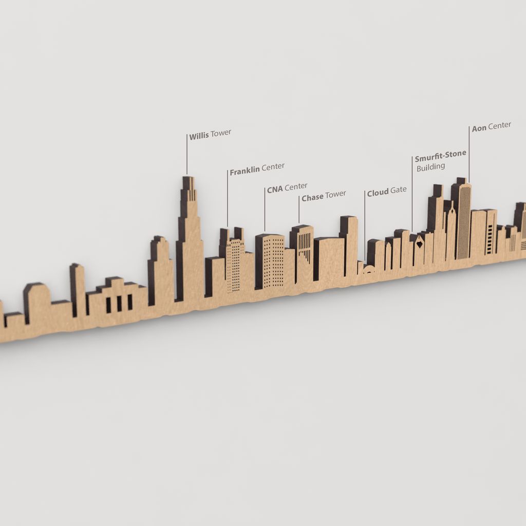 Vista detallada del Aon Center en el skyline de Chicago color marrón.