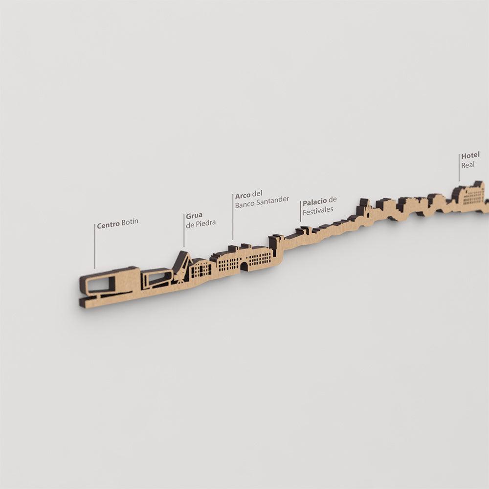 Skyline Santander – detalle del Arco del Banco Santander en madera marrón.