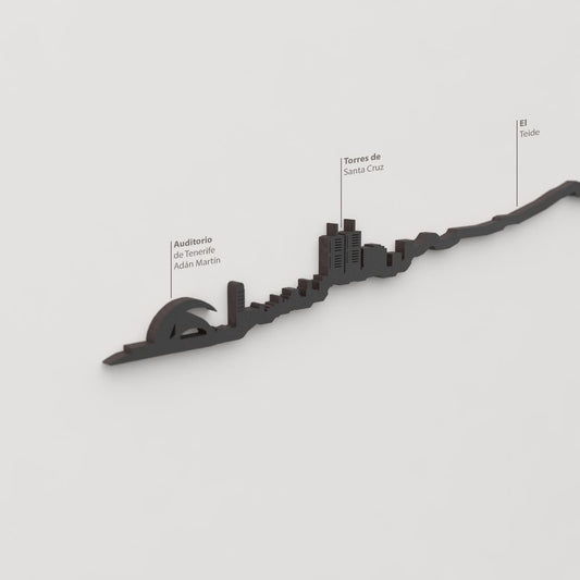 Detalle del Auditorio de Tenerife Adán Martín en la silueta negra de Tenerife.