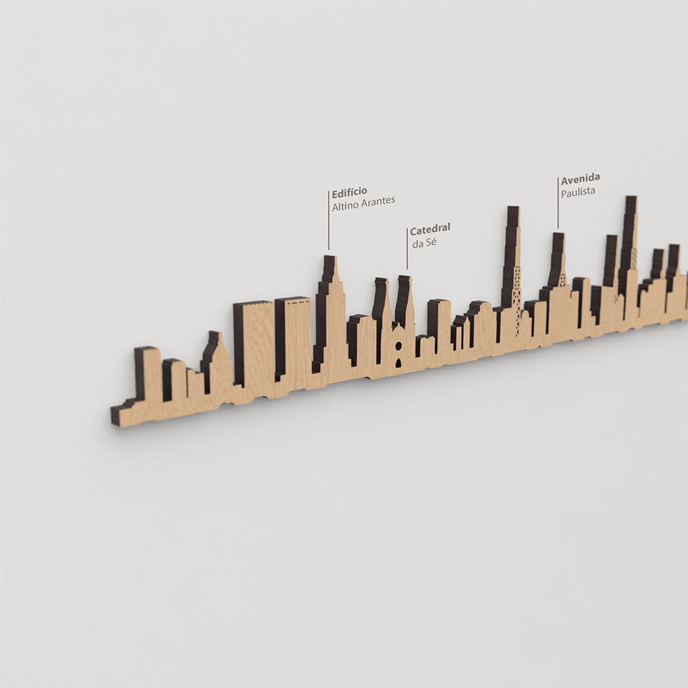 Skyline São Paulo – detalle de la Avenida Paulista en madera marrón.