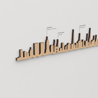 Skyline São Paulo – detalle de la Avenida Paulista en madera marrón.