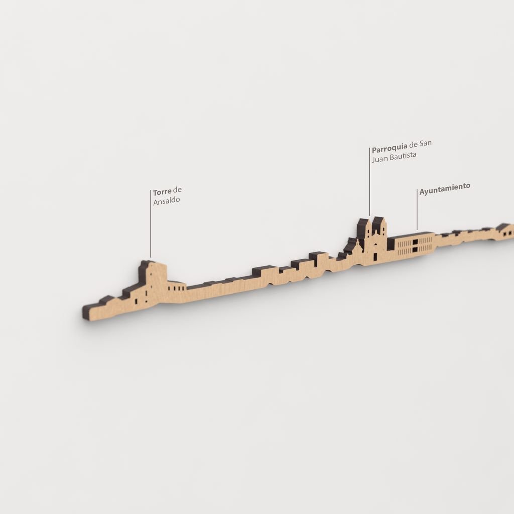 Skyline Sant Joan d’Alacant – detalle del Ayuntamiento en madera marrón.