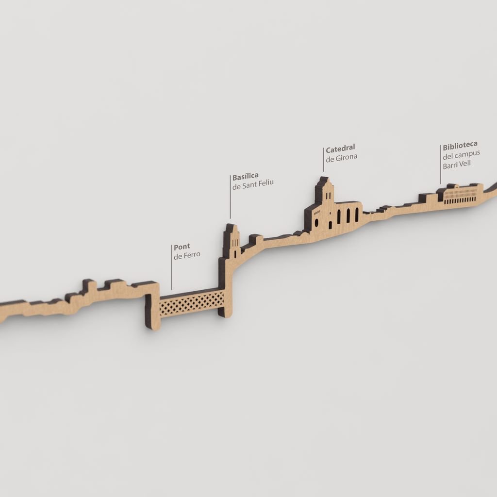 Skyline Girona – detalle de la Basilica de Sant Feliu en madera marrón.