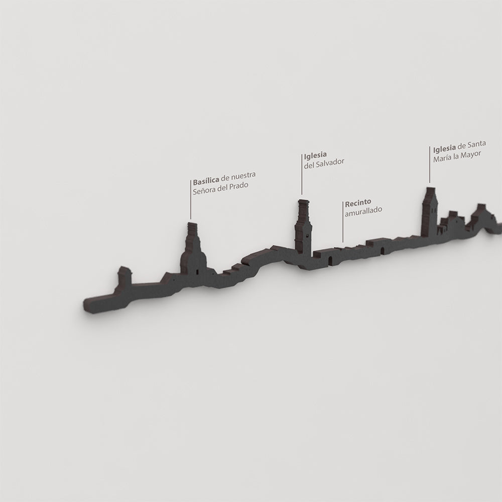 Skyline Talavera de la Reina – detalle de la Basílica de Nuestra Señora del Prado en madera negra.