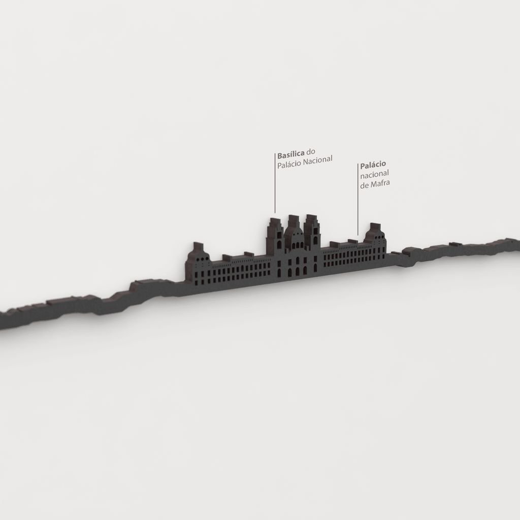 Skyline Mafra – detalle de la Basílica do Palácio Nacional en madera negra.